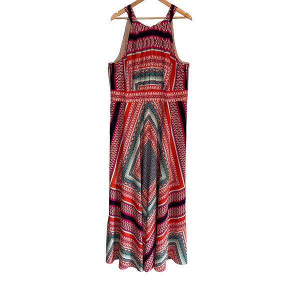 Eliza J Scarf Print‎ Crepe de Chine Maxi Dress Size 20W Halter Red Sleeveless - Picture 5 of 10